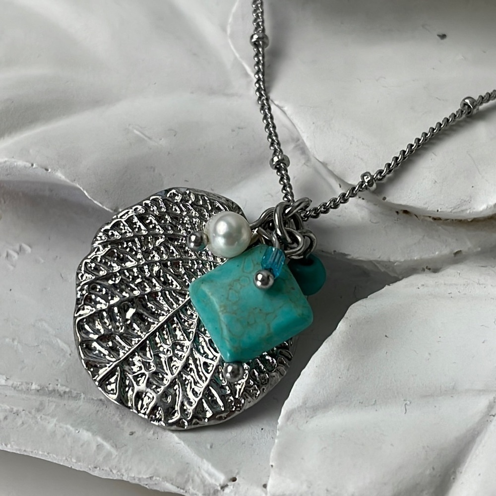 Lia Sophia Leaf Turquoise Pearl Necklace